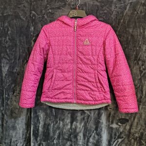Gerry reversible hi-pile insulated jacket in pink with white speckles Med 10/12